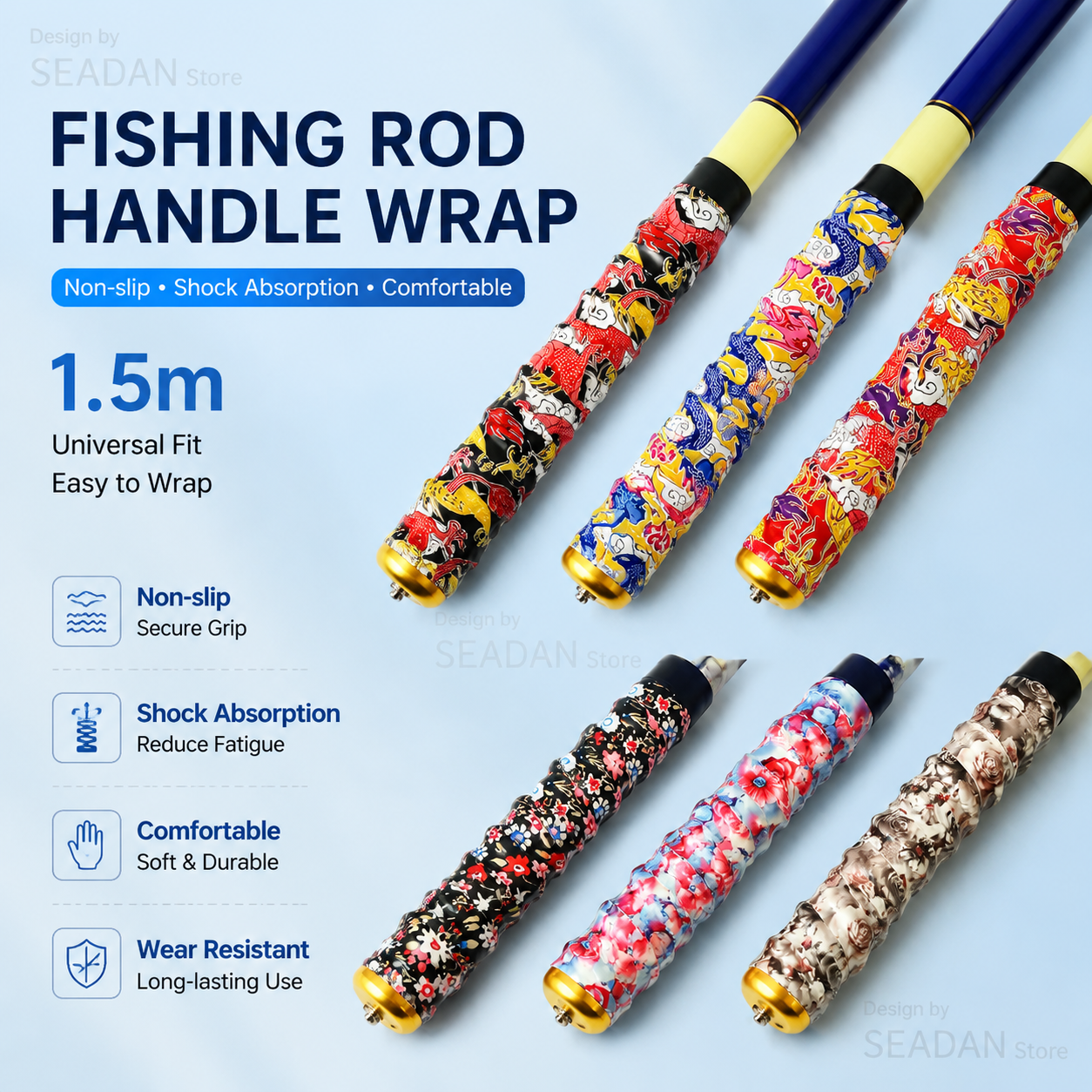 Badminton Smash - 1.5m Floral Dragon Pattern Fishing Rod